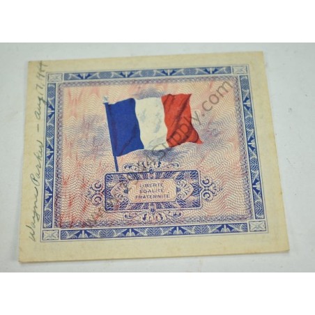 5 Francs currency with written note