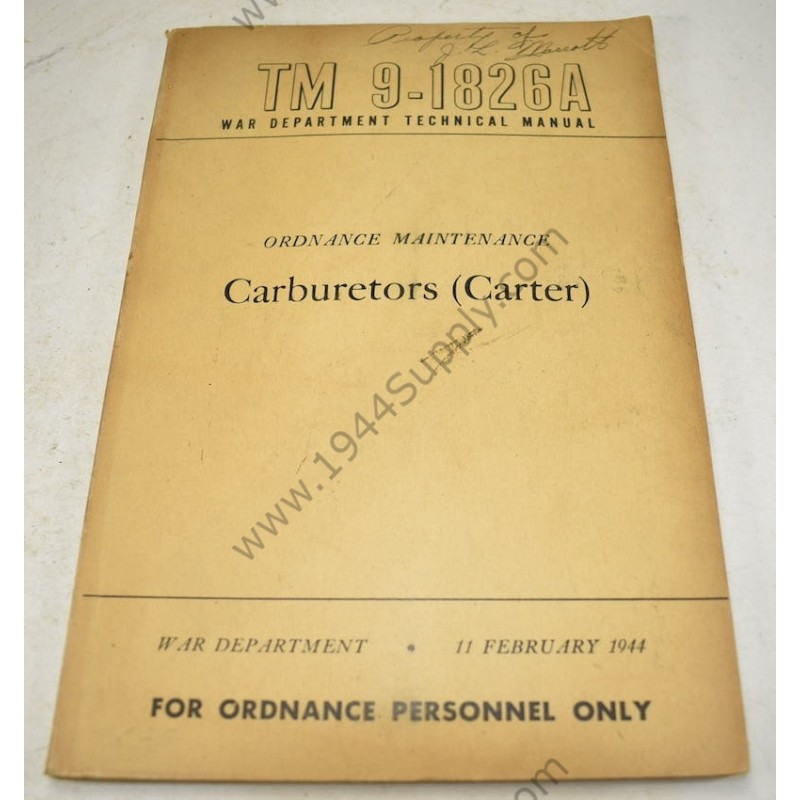 TM 9-1826A Carburetors (Carter)