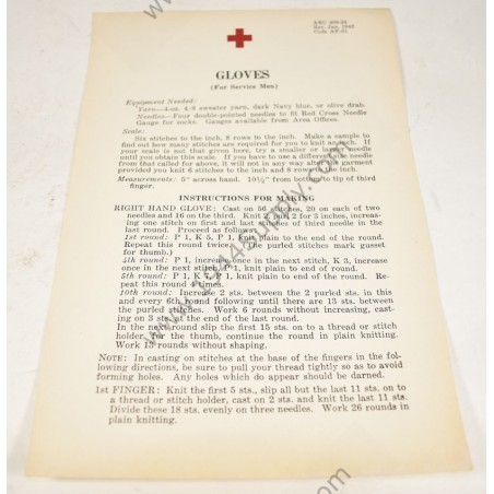 Brochure d'instructions de tricot de la Croix-Rouge américaine, Gants  - 1