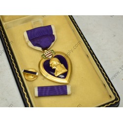 Purple Heart medal set in coffin case