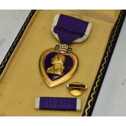 Purple Heart medal set in coffin case