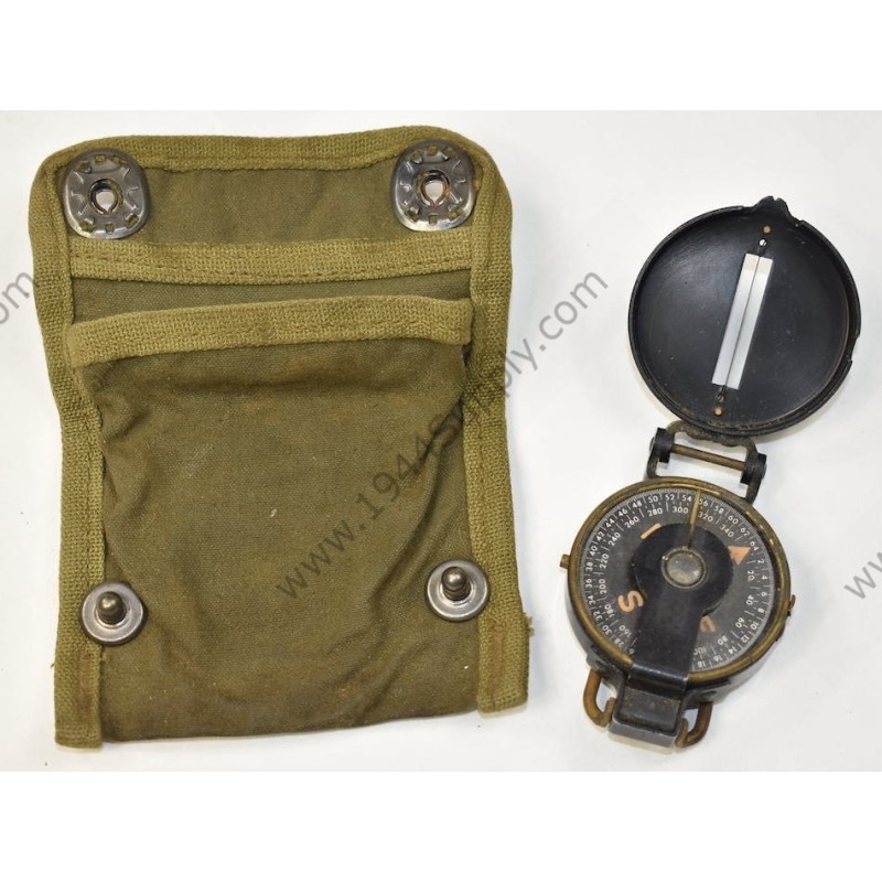 Lensatic compass in pouch