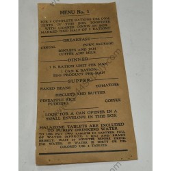 10-in-1 ration, Menu No. 1 leaflet