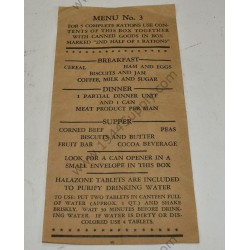 10-in-1 ration, Menu No. 3 leaflet