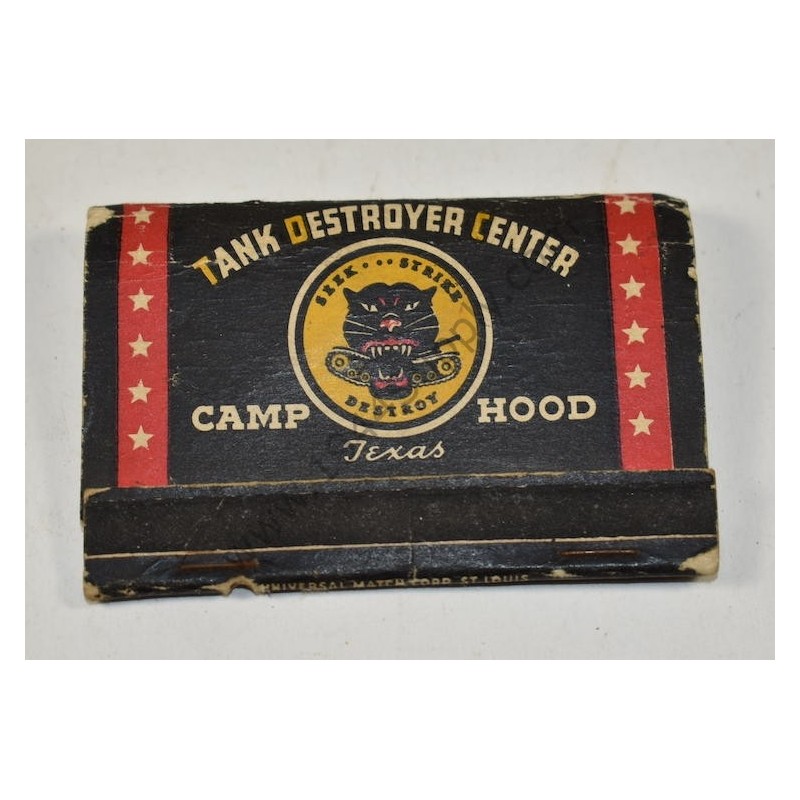 Couverture d'allumettes Tank Destroyer Center Camp Hood.