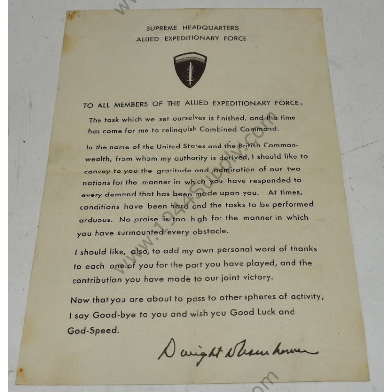 Message de fin de guerre d'Eisenhower