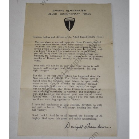 Eisenhower's D Day message, Order of the day