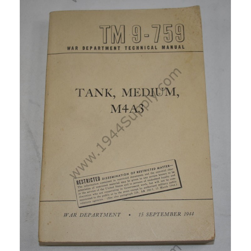 TM 9-759 Tank, Medium M4A3