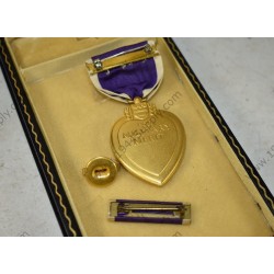 Purple Heart medal set in coffin case