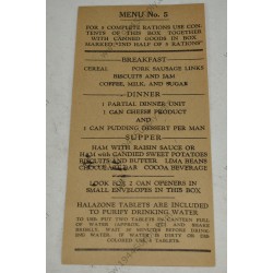 10-in-1 ration, Menu No. 5 leaflet