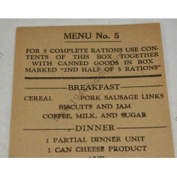 10-in-1 ration, Menu No. 5 leaflet