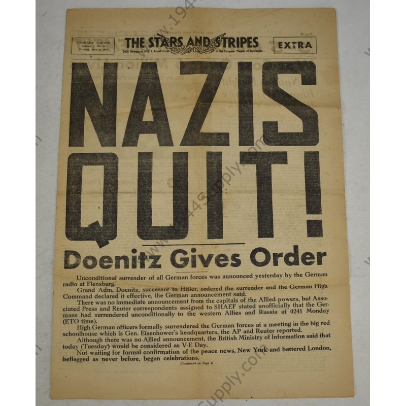 Stars and Stripes newspaper of May 8, 1945