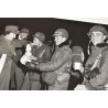 Photo of troops receiving coffee & donuts