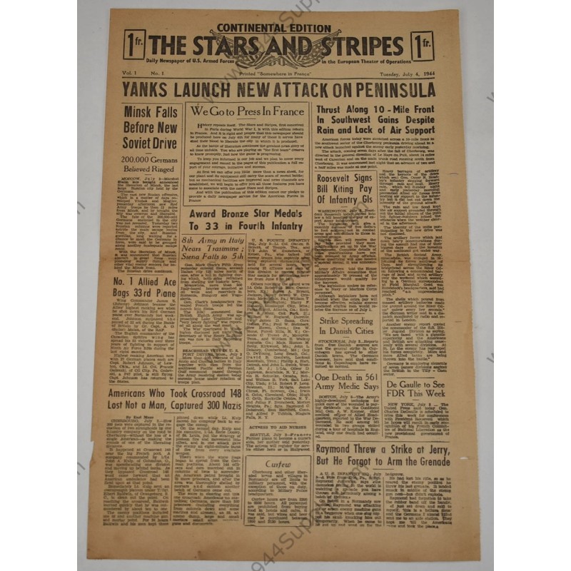 Stars and Stripes newspaper of July 4, 1944 (first issue)
