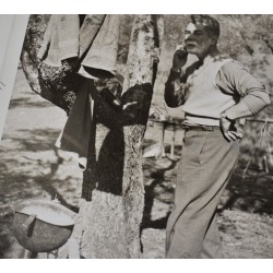 Photo of correspondent using helmet as washing basin