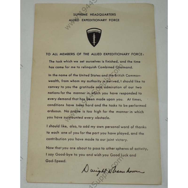Eisenhower's End of War message Eisenhower's End of War message