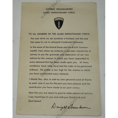 Eisenhower's End of War message