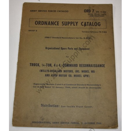 TM 9-803 Ordnance Supply Catalog, Truck ¼ Ton 4 x 4 Command Reconnaissance  - 1