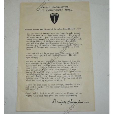 Eisenhower's D Day message, Order of the day