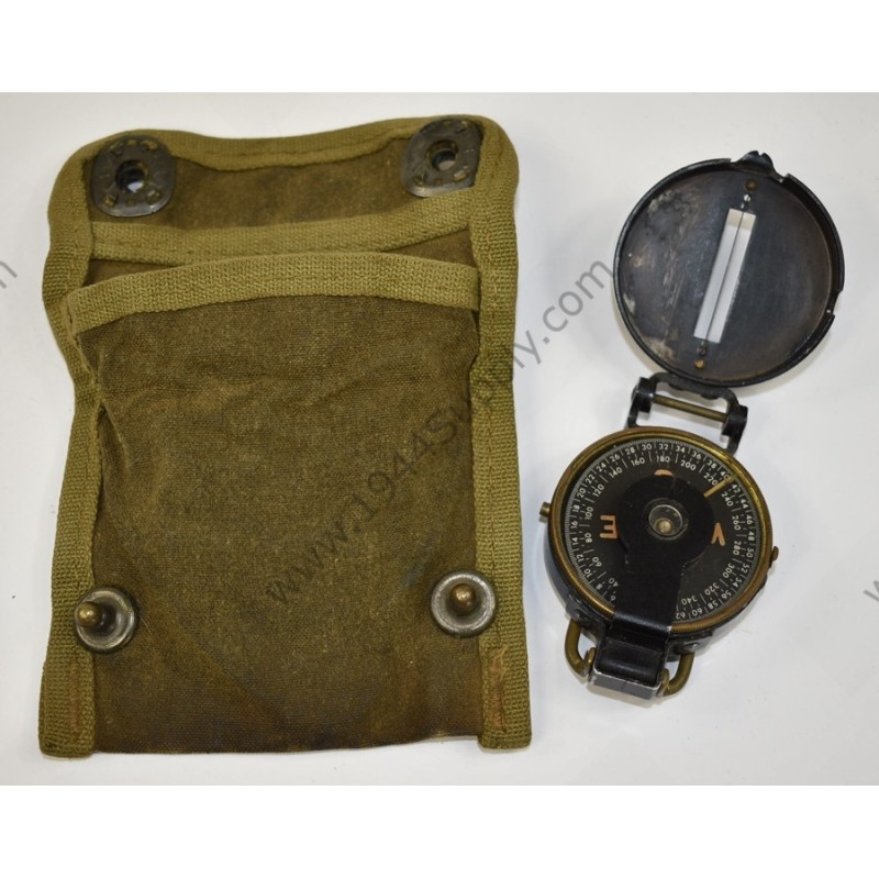 Lensatic compass in pouch