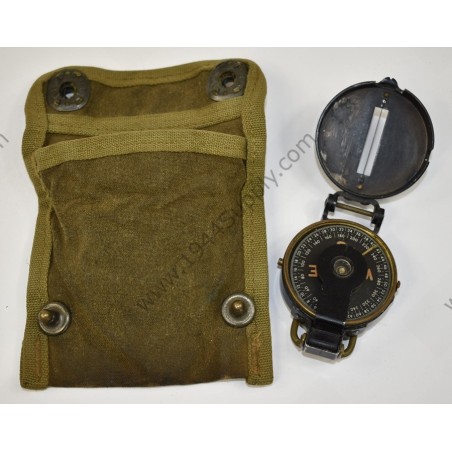 Lensatic compass in pouch
