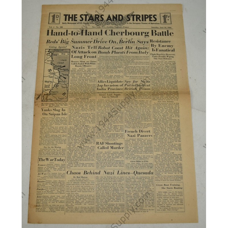 Stars and Stripes newspaper of June 24, 1944 Stars and Stripes newspaper of June 24, 1944