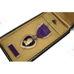 Purple Heart medal set in coffin case