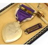 Purple Heart medal set in coffin case