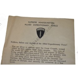 Message D Day d'Eisenhower, ordre du jour