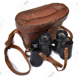 Binoculars in leather case