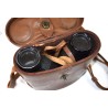 Binoculars in leather case