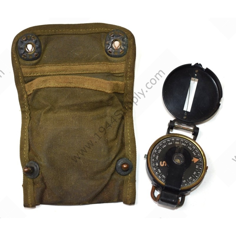 Lensatic compass in pouch