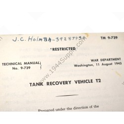 TM 9-739 Tank Recovery Vehicle T2