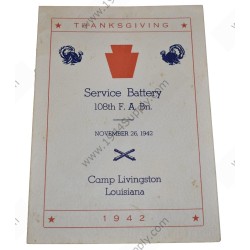 28th Division Thanksgiving menu