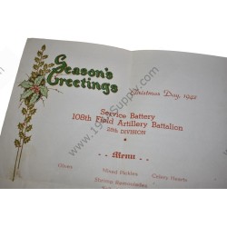 28th Division Christmas menu