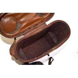 Binoculars in leather case