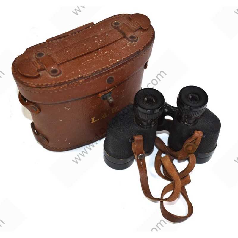 Binoculars in leather case