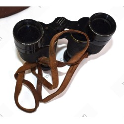 Binoculars in leather case