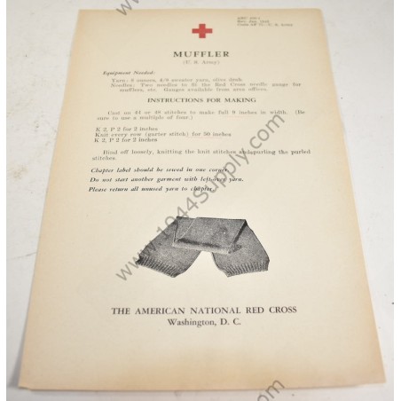 Brochure d'instructions de tricot de la Croix-Rouge américaine, Muffler, écharpe  - 1