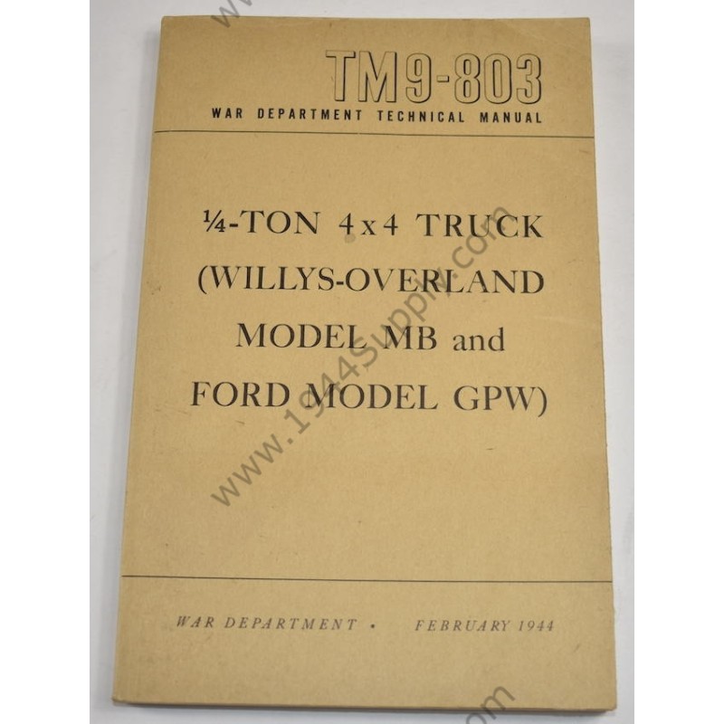 TM 9-803 ¼-Ton 4 x 4 Truck (Willys-Overland Model MB and Ford Model GPW)  - 1
