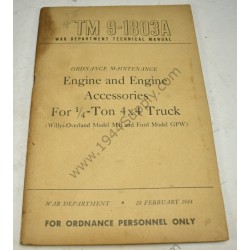 TM 9-1803A Engine and Engine Accessories for the ¼ Ton 4 x 4 Truck  - 1