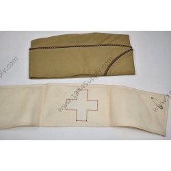 Red Cross armband and Garrison cap with Medical Department piping  - 8